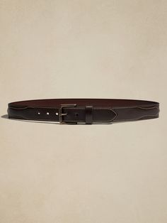 A belt with character, this gorgeous embossed leather belt has a sturdy, golden brass buckle and decorative topstitch detailing.  Width: 1. 75" (4. 5cm) Brass Buckle, Winter Sale, Embossed Leather, Leather Belt, Baby Shop, Banana Republic, Dark Brown, Buckle, Man Shop