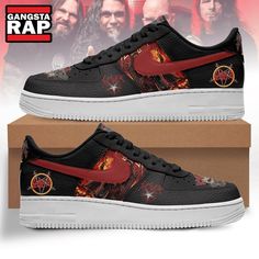 Slayer Music Lover Air Force 1 Sneaker Shoes Discover the ultimate fusion of style and sound with the Slayer Music Lover Air Force 1 Sneaker Shoes. This limited edition footwear is specifically designed for fans of the iconic heavy metal band, ensuring you’re not just sporting a sneaker but also expressing your passion for music. Crafted by Nike, the Air Force 1 is a celebrated symbol in sneaker culture, and these special edition shoes take it to the next level by incorporating elements th Custom Lace-up Synthetic Sneakers For Streetwear, Custom Low-top Synthetic Sneakers For Skateboarding, Custom Synthetic Low-top Sneakers For Skateboarding, Sports Custom Sneakers With Red Sole, Custom Sports Sneakers With Red Sole, Custom Synthetic Sneakers With Red Sole For Sports, Urban Low-top Custom Sneakers With Cushioned Footbed, Custom High-top Synthetic Sneakers With Rubber Sole, High-top Running Shoes With Red Sole For Streetwear