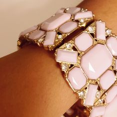 This Tantalizing Sexy Pastel Pink Stretchy Statement Bracelet Wraps Your Wrist In This Beautiful Bold Gold-Tone Crafted Piece That Goes With Nearly Any Outfit, Casual Or Formal. With A Style And Attitude Reminiscent Of The Ever-Popular High-End Designers, This Bracelet Creates A Glamorous Statement That Is Easy To Wear. Nwt Fits Most Wrist Sizes 7 1/2" To 8 1/2" Item # 0440ccpbcc Chic Pink Bracelets For Party, Statement Bracelet, Charming Charlie, Outfit Casual, Womens Jewelry Bracelets, Pastel Pink, Gold Tones, Pastel, Women Jewelry