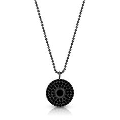 big sis, in yellow diamonds and yellow gold<br>shop the look > honeybee Black Necklace With Oxidized Finish, Black Necklace With Round Pendant, Black Jewelry With Oxidized Finish Round Pendant, Black Oxidized Finish Round Pendant Jewelry, Black Diamond Pendant Necklace, Carrie Mathison, Black Diamond Pendant, Diamond Core, Black Gold Chain