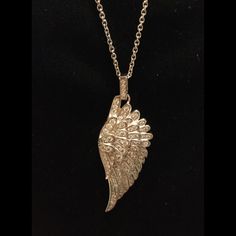 Jette Silver 925 Angel Wing With Cubic Zirconia. This Gorgeous Pendant Shape Like A Wing Measures 2 1/4 “X 1” ,A Signed Piece In Excellent Pre Owned Condition. Necklace Measures 27” From End To End. Wings Color, A Wing, End To End, Angel Wings, Silver 925, Womens Jewelry Necklace, Cubic Zirconia, Jewelry Necklaces, Angel