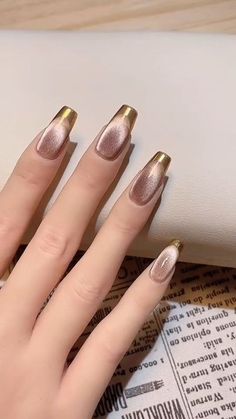 Fancy Nail Art, Velvet Nails, Golden Nails, Gel Nail Strips, Fancy Nails Designs, Simple Gel Nails, Pretty Nail Art Designs, Nail Art Designs Videos, Nail Products