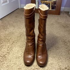 Ugg Women Chestnut Australia 1942 Maxine Leather Wedge Boots Size 8. The Boots Have No Major Flaws, Just Normal Tiny Scuffs Otherwise In Great Condition. These Are My Boots. Brown Leather Wedge Heel Boots, Leather Wedge Heel Boots For Winter, Brown Wedge Heel Boots For Winter, Classic Leather Wedge Boots With Round Toe, Brown Wedge Heel Boots For Fall, Brown Wedge Heel Boots, Medium Width, Brown Leather Wedge Boots, Shoes Ugg, Leather Wedges