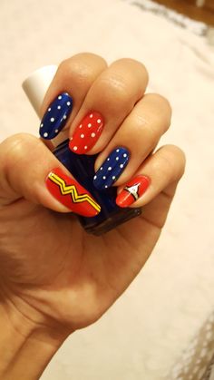 Wonder Woman Nails, Natural Nails, Hair Tutorial, Wonder Woman, Nail Art, Wonder, Nails, Hair, Beauty