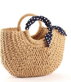 "Summer Beach bag,Handmade Large Straw Tote Bag Womens Handbag Product Details Fabric Type : Straw Closure Type : Drawstring Item Display Dimensions : 13.78 inches About this Item ♥ 100% HANDMADE, NATURAL, UNIQUE AND CHIC: 100% natural straw fiber with elaborate handwoven knit by Artisans.The color of each bag will be slightly different, because the season of the straw is different. ♥ AN UNFORGETTABLE GIFT FOR WOMEN: This is a unique gift handcrafted by Artisans. Whether you keeping it to yourself or gifting someone you care, it will be memorable and unforgettable. ♥ SIZE:Handle diameter: 3.9\"(13CM) Height:9.8\"(25CM) Top width:16.53\"(42CM) Thickness: 3.9\" (10 cm) ♥ Packaging:1*Straw Tote + 1*Free gift(Polka dot scarf) Coming with A Silk Scarf To blend the traditional and contemporary d Summer Beach Bag, شال كروشيه, Shell Bag, Vacation Bag, Womens Handbag, Summer Handbags, Straw Tote Bag, Straw Handbags, Rattan Bag