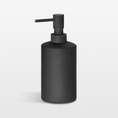 a black soap dispenser on a white background