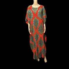 Vintage Accordion Pleated Kaftan Dress Red Abstract Loungewear Colorful Caftan | eBay Red Long Sleeve Dress For Beach Cover-up, Bohemian Red Maxi Dress With Vibrant Print, Red Floral Print Maxi Dress For Beachwear, Red Beach Dress With Vibrant Print, Traditional Red Tunic Maxi Dress, Red Traditional Maxi Dress, Red Bohemian Printed Maxi Dress, Vibrant Red Floral Print Maxi Dress, Red Maxi Dress With Colorful Pattern For Vacation