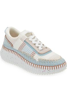 Chloé Nama Platform Sneaker (Women) | Nordstrom Low-top Chunky Sneakers With Textured Sole, Textile Lace-up Sneakers With Textured Upper, Lace-up Platform Sneakers With Textured Sole, Mesh Lace-up Platform Sneakers With Textured Sole, Mesh Platform Sneakers With Textured Sole And Lace-up Design, Spring Textured Low-top Sneakers, Spring Sneakers With Textured Upper And Lace-up, Spring Chunky Sneakers With Rubber Waffle Outsoles, Athleisure Textile Sneakers With Rubber Waffle Outsoles