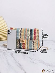 BirdinBag - Compact Vacation-style Bag with Stripe Pattern, Chain Strap Bag With Chain, Chain Pattern, Vacation Style, Bird In Bag, Bag Bag, Square Bag, Textures Patterns, Chain Strap, Stripes Pattern