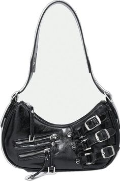 Black Shoulder Bag With Zipper For Alternative Fashion, Black Shoulder Bag For Alternative Fashion With Zipper Closure, Alternative Style Shoulder Bag With Zipper, Alternative Style Shoulder Bag With Zipper Closure, Gothic Shoulder Bag With Zipper For Concert, Gothic Party Bag With Zipper Closure, Punk Shoulder Bag With Zipper For Concert, Punk Style Shoulder Bag With Zipper Closure, Edgy Shoulder Bag With Zipper For Concert