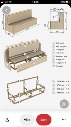 the plans for a bed frame with drawers and headboard are shown in this screenshot