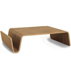 a wooden coffee table with curved legs on an isolated white background in the shape of a zigzag