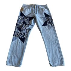 Nwt Polo Ralph Lauren Women Blue Avery Patchworks Boyfriend Jeans Size Us Women's 26 28" Inseam Reworked Blue Cotton Jeans, Blue Reworked Cotton Jeans, Blue Patchwork Relaxed Fit Jeans, Ralph Lauren Patchwork Sweater, Womens Ralph Lauren Jeans, Ralph Lauren Paint, Paint Splatter Jeans, Tan Jeans, Camo Jeans