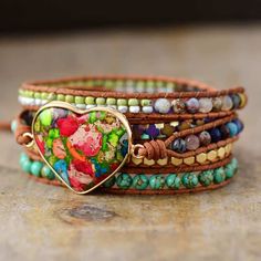 Inspire your Bohemian Style with our Breathtaking "Bohemian Arts Leather Wrap Bracelet" This Colorful Hand Made Wrap bracelet is specially made for Boho stylish queens who are looking for a unique style in their jewelry Hand Made with different amazing colors inspiring your Nature’s Sourced Beauty ! This Bohemian Multilayered Colorful Leather Wrap Bracelet is carefully handmade with  Natural Gemstones added on Genuine leather strands . It features a Fascinating Mix of Boho Artful Color Wrap Armband, Handmade Charm Bracelets, Multi Wrap Bracelet, Treasure Jewelry, Moon Dance, Amulet Charm, Boho Wrap Bracelet, Yin And Yang, Bohemian Art