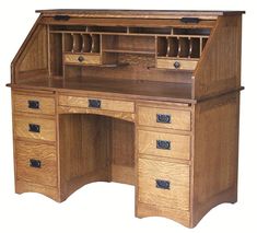 an old fashioned wooden desk with drawers