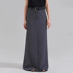 Olivia Mark - Grey High-Waisted Midi Skirt with Flattering Hip-hugging Design and Floor-Length Detail Vintage Denim Skirt, Skirts Midi High Waisted, Wrap Around Skirt, Black Midi Skirt, Gray Skirt, Types Of Skirts, Olivia Mark, Vintage Denim, A Line Skirts