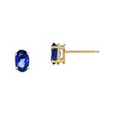 Add a punch of vibrant color to your look with these genuine blue sapphire stud earrings.Metal: 14K yellow goldStones: 4x6mm oval heat-treated genuine blue sapphiresBack: PostDimensions: 4x6mmCare: Wipe CleanCountry of Origin: U.SGemstones may be treated and may require special care.Jewelry photos are enlarged to show detail.Disclaimer: Metal may be rhodium plated to enhance appearance and reduce tarnishing. Sapphire Stud Earrings, Blue Sapphire Studs, Yellow Gold Stud Earrings, Sapphire Studs, Gold Stud Earrings, Earrings Stud, Gold Stud, Earrings Color, Gold Studs