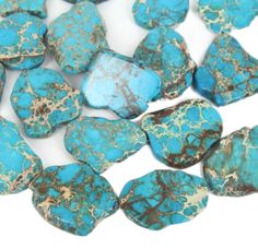 PRICES MAY VARY. (20pcs) Stone/material: Natural Grade A Impression Jasper, also known as African Blue Opal, Aqua Terra Jasper, Sea Sediment Jasper; Color enhanced in high heat, and color will not come off; ✦ Impression Jasper is a stone of tranquility and encouragement; it is said that its energy helps unify many aspects of one’s life; It also helps absorb negative energy, balances yin/yang energy, and aligns the body, mind, and spirit Bead size: range from 15mm to 45mm (0.6 inch to 1.75 inch), Aqua Terra, Chunky Statement Necklace, Turquoise Howlite, Jasper Beads, Arts And Crafts Supplies, Jasper Gemstone, Natural Turquoise, Gemstone Healing, Turquoise Gemstone