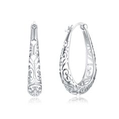 Sterling Silver Filigree Vintage Hoop Earrings  Price: $ 18.18 & FREE Shipping  #jewelryshop Filigree Hoop Earrings, Vintage Gold Earrings, Unique Fashion Jewelry, Pierced Jewelry, Party Earrings, Sterling Silver Filigree, Stylish Earring, Sterling Silver Hoop Earrings, Christmas Gift Jewelry