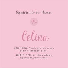 a pink card with the word celinea written in spanish