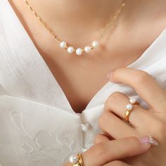 Style: Female Material: Titanium Steel, Imitation Pearl Pearl Type: Uncultured Pearl Color: White Pearl Shape: Round Necklace Length: 40+5cm Alloy Pearl Necklace As A Gift, Pearl White Chain Necklace With Clavicle Chain As Gift, Pearl White Necklace With Chain For Gifts, White Pearl Necklace With Alloy, Alloy Pearl Necklace With Clavicle Chain As Gift, White Alloy Pearl Necklace For Gift, Pearl Necklace With Clavicle Chain As Gift, White Pearl Necklace In Alloy For Gift, Pearl White Chain Necklace Gift