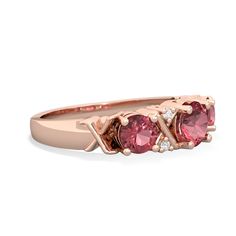 This 14K Rose Gold hugs and kisses ring features a 5mm round deep pink pink tourmaline,  with 4mm round-cut  and  accented by 4 sparkling diamonds. Luxury Lab-created Ruby Birthstone Ring, Luxury Rose Gold Jewelry With Lab-created Ruby, Pink Sapphire Jewelry, Red Lab, Hugs Kisses, Mother Rings, Tourmaline Jewelry, Ruby Jewelry, Hugs And Kisses