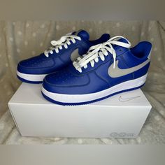 Custom Nike Air Force 1 | Size 8 Nike Af1 Navy Blue, Nike Air Force 1 Sculpt Blue, Blue Synthetic Nike Air Force 1 Lace-up, Blue Synthetic Nike Air Force 1 For Streetwear, Blue Synthetic Nike Air Force 1 Sneakers, Custom Nikes, Air Force 1, Tennis Shoes, Nike Air Force