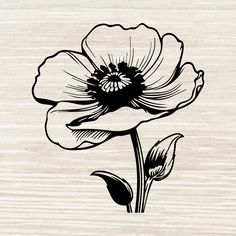 a black and white drawing of a flower on a wooden background with text that reads, i love you