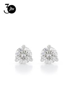 Prazana�� Lab-Grown Diamonds 0.50ctw round white lab-grown diamond, rhodium over 14k white gold martini stud earrings. Measure approximately 3/16"L X 3/16"W and have screw back backings. IGI certified H-I color, SI clarity minimum. White Lab, Martini, Lab Grown Diamonds, Screw, Diamonds, White Gold, Stud Earrings, Gold, White