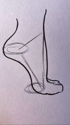 a drawing of a foot with a long black line on it