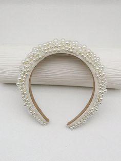 Details:Pearls \nColor:Multicolor \nPattern Type:Plain \nMaterial:Fabric \nStyle:Royal \nElement:Pearls \n Handmade Headband, Handmade Headbands, Formal Occasion, Tiara, Luxury Fashion, Free Shipping, Fabric