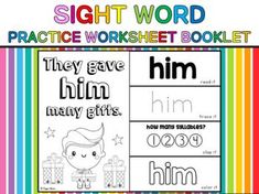 the sight word practice worksheet booklet for children to learn how to read and write