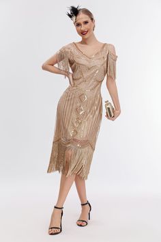 Fabric: Polyester. The fabric is comfortable for skin. Occasion: The unique and exquisite sequins embroidery & embellished this 1920s flapper dress, which is perfect for Great Gatsby Parties, Weddings, Proms or any other Special Occasions! Flapper your way into style this season with this gorgeous fringed, jaw dropping 20s style dress. This art deco inspired dress will have heads turning at any parties. Classic Match: Pair this 1920s dress with special accessories will make you shining in a crow Art Deco Sequin Dress, Gatsby Style Sequin Evening Dress, Gold Gatsby Style Flapper Dress, Art Deco Flapper Dress With Sequins For Evening, Fitted Flapper Dress For Festive Occasions, Festive Fitted Flapper Dress, Art Deco Flapper Dress With Sequins, Art Deco Sequin Flapper Evening Dress, Festive Gatsby Style Flapper Dress