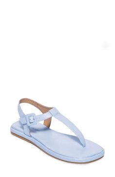 A thong strap enhances the fit and everyday sophistication of this lightly cushioned sandal. 1" heel Adjustable ankle strap with buckle closure Cushioned footbed Leather upper and lining/rubber sole Made in Brazil Adjustable T-strap Sandals With Textured Footbed, Blue Adjustable T-strap Sandals, Blue T-strap Sandals For Beach, Made In Brazil, Cornflower Blue, Sandal Women, Tucson, Women's Shoes Sandals, Ankle Strap