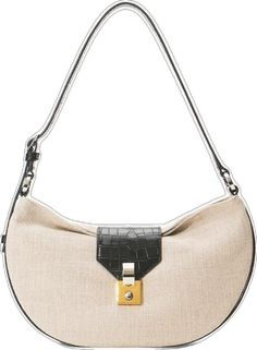 Chic Crossbody Baguette Bag With Silver-tone Hardware, Daily Use Shoulder Bag With Silver-tone Hardware, Everyday Baguette Crossbody Bag With Silver-tone Hardware, Everyday Crossbody Baguette Bag With Silver-tone Hardware, Silver-tone Hardware Baguette Crossbody Bag For Everyday Use, Daily Use Crossbody Shoulder Bag With Silver-tone Hardware, Everyday Shoulder Bag With Turn-lock And Top Handle, Everyday Top Handle Shoulder Bag With Turn-lock Closure, Everyday Use Baguette Bag With Silver-tone Hardware