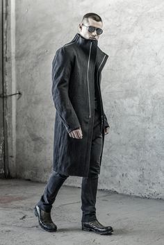 "PHANTOM CHARCOAL WASHED DENIM COAT __SLIM FIT __RAW HEM __ZIPPER CLOSURE __WASHED HEAVY DENIM __2 FRONT POCKETS __1 INTERIOR POCKET __1 REAR POCKET __ARM SHAPED SLEEVES __SCAR STITCHED SLEEVE DETAILS __FULLY LINED model__ chest 103 (40.5\"), waist 77 (30.3\"), hips 96 (37.8\"), biceps 35 (13.8''), height 180 (5'11\"), kg 74 (163 lbs) model wears size M | color: charcoal, black lining fabric__ 100 washed heavy denim, lining: 100 cotton care__ dry clean sizing__ size XS (IT 44, US 34, JP 1) chest Fitted Outerwear With Pockets And Stand Collar, Fitted Long Coat With Pockets, Urban Single-breasted Spring Outerwear, Fitted Urban Cotton Outerwear, Fitted Cotton Urban Outerwear, Fitted Cotton Techwear Outerwear, Modern Fitted Outerwear For Streetwear, Tailored Casual Outerwear With Stand Collar, Fitted Outerwear With Stand Collar For Streetwear