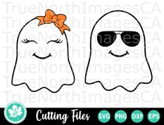 two ghost faces with sunglasses and a bow