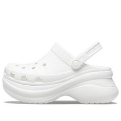 The Crocs Classic Clog Sports Sandals 'White' is a stylish and modern design that combines the classic clog silhouette with a thick sole. The lightweight CROSLITE material provides a comfortable and cloud-like feel, perfect for any activity. This timeless design is inspired by the desire to create a unique style that stands out from the crowd. The 'White' colorway adds a subtle yet eye-catching touch to any outfit. Whether you're running errands or going out for a night on the town, the Crocs Cl Bae Clog, Crocs Sandals, Crocs Classic Clogs, Platform Clogs, Women's Crocs, Retro Women, Sport Sandals, Womens Clogs, Vans Classic Slip On Sneaker