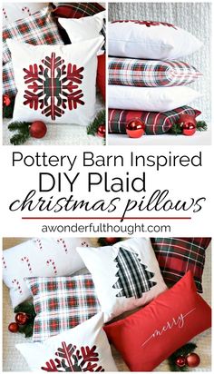 christmas pillows with the words pottery barn inspired diy plaid christmas pillows