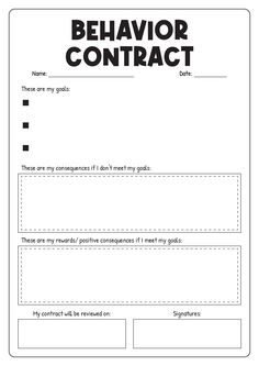 Elementary Student Behavior Contract Template Student Behavior Contract Elementary, Student Contract Elementary, Elementary Social Work, Behavior Plans For Students Individual, Behavior Contract Elementary, Student Behavior Contract, Teen Therapy Activities, Counseling Teens, Behavior Contract