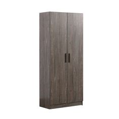 a tall wooden cabinet with two doors