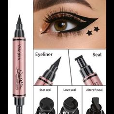 2 In 1 Eyeliner Stamp Pencil Waterproof Double-Ended Black Liquid Eye Liner Pen 3 Styles Price Is For 1 Message Me With Which Style You Would Like Sent Star Model Love Section Wing Back In Stock Eyeliner Stamps, One Size Makeup, Eyeliner Stamp, Black Liquid, Liquid Eyeliner, Back In Stock, Makeup Art, Womens Makeup, Eyeliner