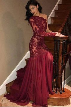 Still hestitating what to buy for your party? Newarrivaldress.com offers you evening dresses in different style with high quality, we have whatever you want. Long Sleeve Mermaid Prom Dress, Prom Dresses Burgundy, Prom Dress Lace, Classic Prom Dress, Burgundy Evening Dress, Prom Dress Pictures, Mermaid Prom Dresses Lace, One Shoulder Prom Dress, Prom Ideas