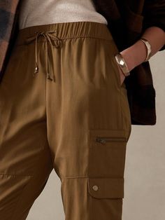 Cargo Style, Cargo Joggers, Banana Republic Factory, Black Steel, Petite Size, Waist Tie, Ankle Length, Drawstring Waist, Cargo Pants