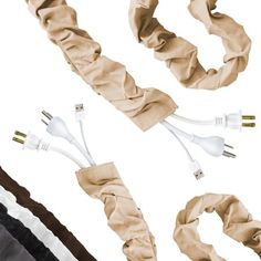 an assortment of different types of cables and cords on a white background with clippings