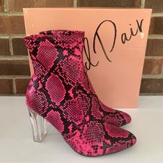 Wild Pair Womens Baylee Pink Snake Print Ankle Booties Shoes Us 7.5 M New. In Great New Condition. Y166 Pink Ankle-high Heels For Fall, Pink Pointed Toe Booties For Fall, Pink Round Toe Booties For Fall, Pink Block Heel Shoes For Fall, Pink Block Heel For Fall, Pink Block Heel Heels For Fall, Pink Round Toe Heels For Fall, Fall Pink Round Toe Heels, Casual Pink Booties For Fall