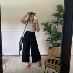 Nwot, Never Worn, In Excellent Condition, Soft, Flowy, Light, Cool Material, Forgiving And Relaxed Fit, Elastic Waist, High Rise, Wide Leg, Can Be Dressed Up Or Down, Pockets. Casual Wide Leg Bottoms For Going Out, Stretch Wide Leg Black Pants For Day Out, Casual Wide Leg Pants For Summer Going Out, Casual Summer Wide Leg Pants For Going Out, Stretch Black Wide Leg Pants For Day Out, Casual Straight Pants For Going Out, Versatile Black Pants For Day Out, Black Wide Leg Pants For Day Out, Casual Black Wide Leg Pants For Going Out