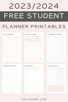 the free student planner printables for students to use on their homeschool