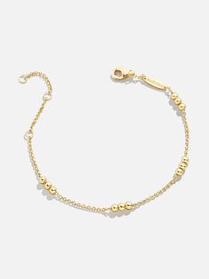 Shop the 18K Gold Plated Sterling Silver Rylee 18K Gold Bracelet - Gold Bead at the official Baublebar site. Enjoy 20% off bracelets with code STACKING20. Baublebar Bracelet, Chic Minimalist Style, Wrist Stack, Wrist Stacks, Classic Wear, 18k Gold Bracelet, Virtual Wardrobe, Silver Link Bracelet, Snacks Recipes