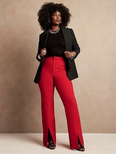 High-Rise Flare Sculptweave Pant | Banana Republic Fitted Wide-leg Pants With Side Slits, Seam Detailed Pants For Workwear, Fitted High-waisted Pants With Side Slits, Fitted Bottoms With Side Slits, Stretch Straight Pants With Side Slits, Chic Wide-leg Pants With Seam Detailing, High-waisted Workwear Bottoms With Side Slits, Fitted Straight Leg Bottoms With Side Slits, High-waisted Pants With Side Slits For Workwear